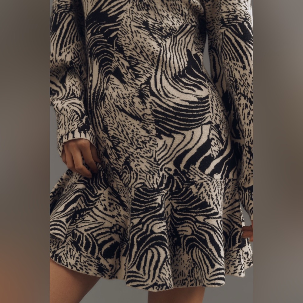 ✨ Anthropologie Ruffled Sweater Knit Dress Sz XL - Picture 7 of 8